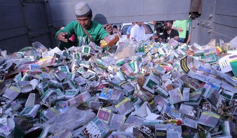 BIR destroys  seized cigarettes,  equipment