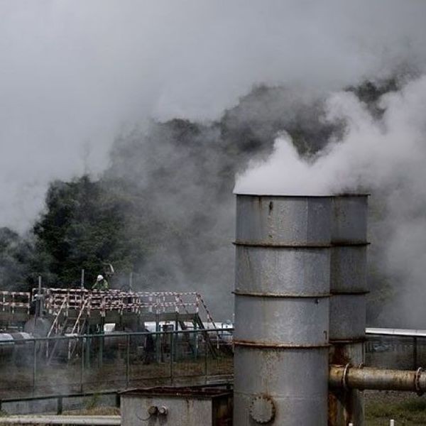 This picture taken on August 3, 2018 shows steam coming out from cooling towers of the Maibarara Geothermal plant in Santo Tomas, Batangas, south of Manila.