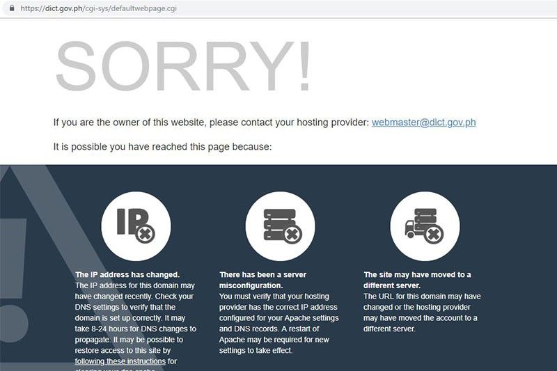 Maintenance shuts down DICT, other gov't websites