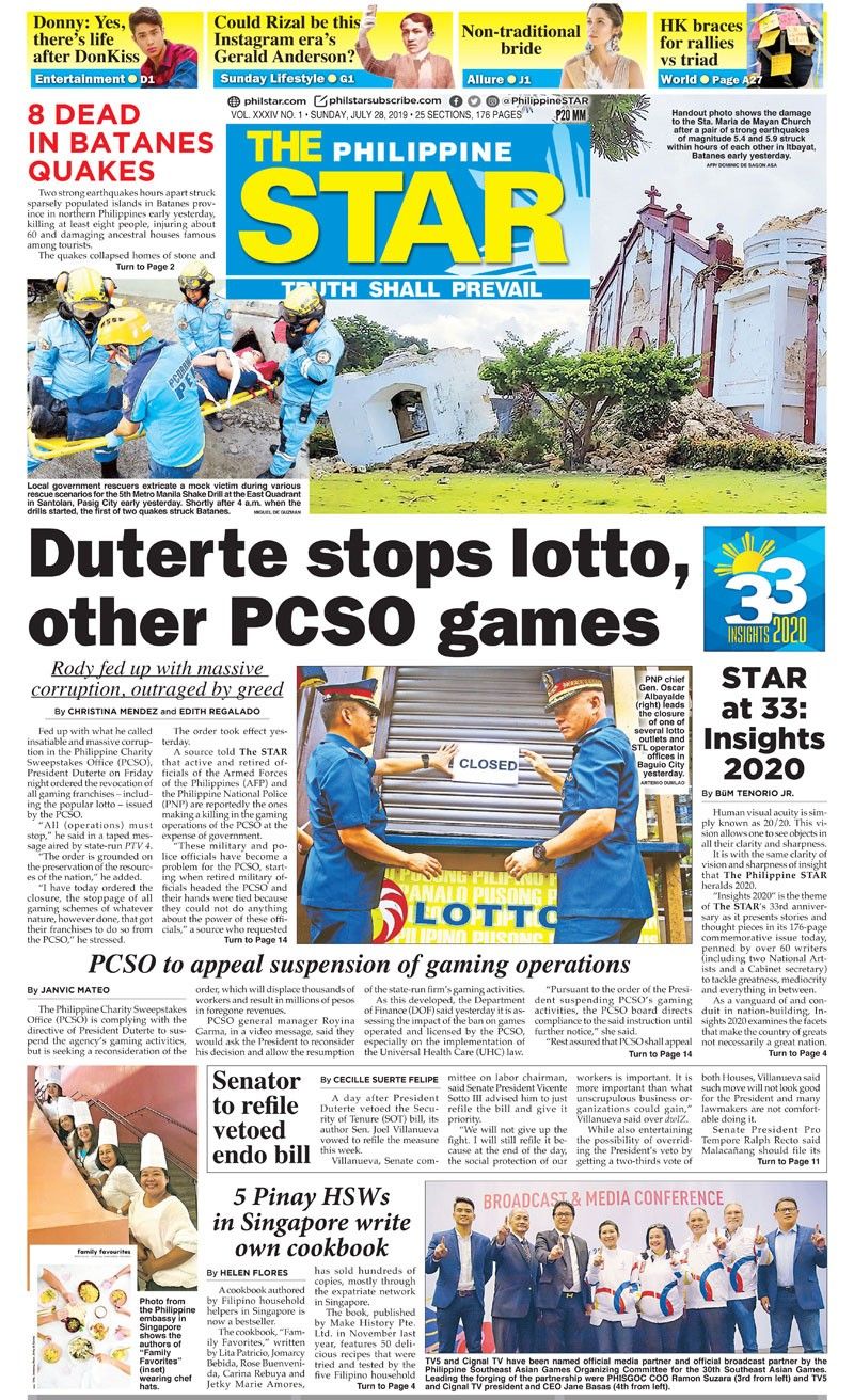 The STAR Cover (July 28, 2019) | Philstar.com