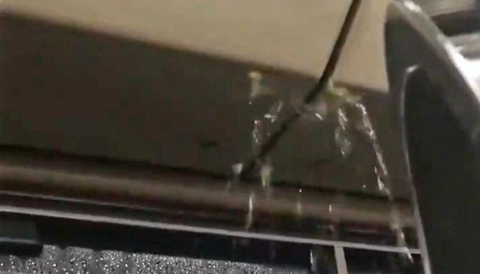MRT-3 train ceiling leaks during downpour