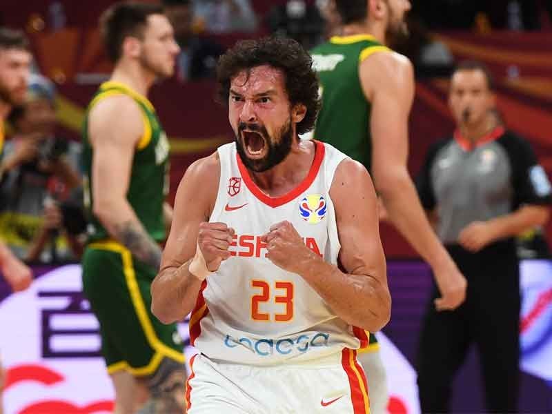 Spain's Sergio Llull reacts during the Basketball World Cup semifinal game between Australia and Spain in Beijing on September 13, 2019.