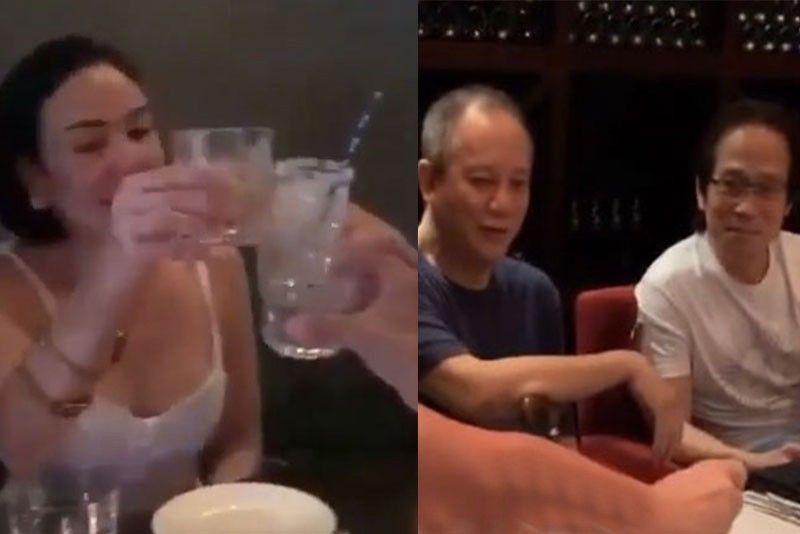 Gretchen Barretto celebrates with Tony Boy Cojuangco, Atong Ang