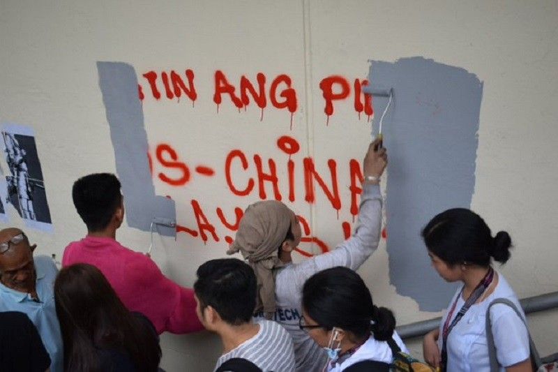 Protest graffiti sa Maynila ikinadismaya ni Mayor Isko Moreno; Grupo naglinaw