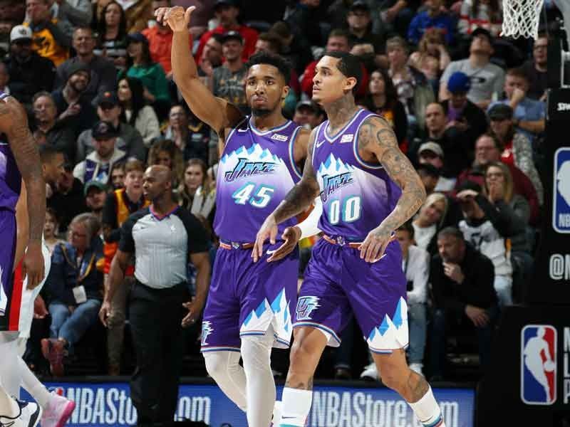 Donovan Mitchell Cools Off Jordan Clarkson With Water - 76ers vs Jazz