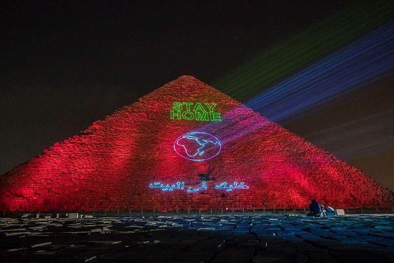 Great Pyramid in Egypt lights up in solidarity against virus