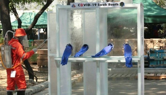 Quezon City General Hospital installs swab booths for COVID testing
