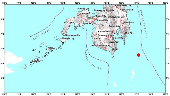 Magnitude 6.6 earthquake strikes waters off Davao Oriental