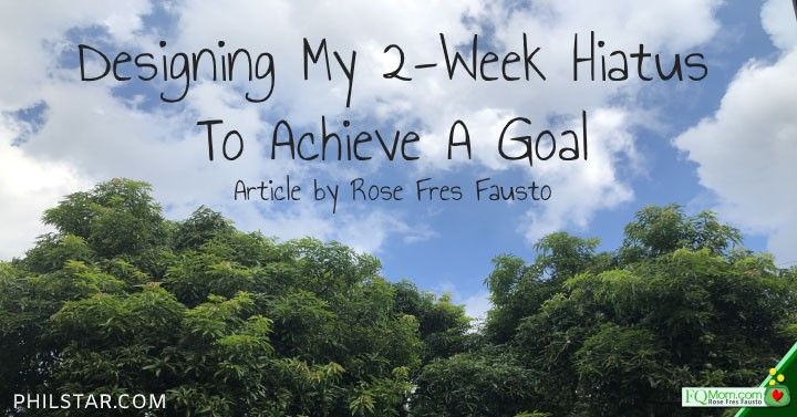Designing my 2-week hiatus to achieve a goal (applicable to your financial goals)