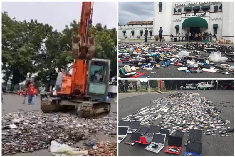 'Sayang': Kumpiskadong laptops, tablets at cellphones sa Bilibid, pinagmamartilyo't bulldozer