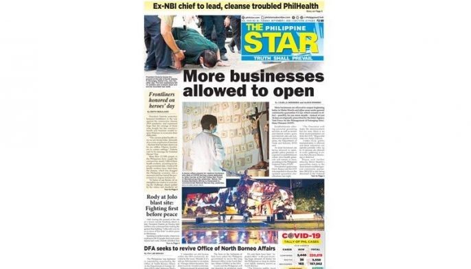 The Star Cover September 1 Philstar Com