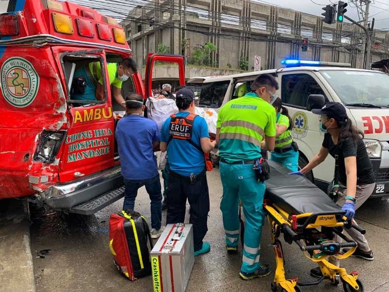 Passengers hurt in bus, ambulance collision