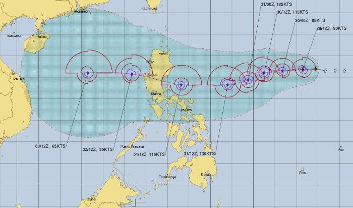 US agency: Rolly to briefly become a super typhoon prior to landfall