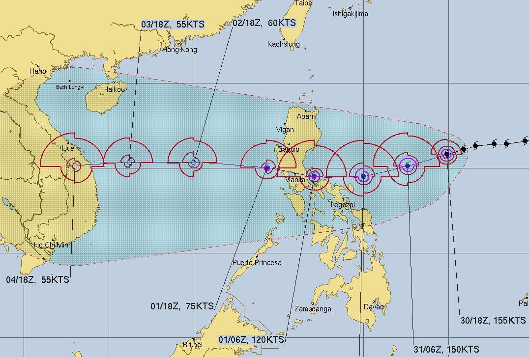 US agency upgrades Rolly to super typhoon while over Philippine Sea |  Philstar.com