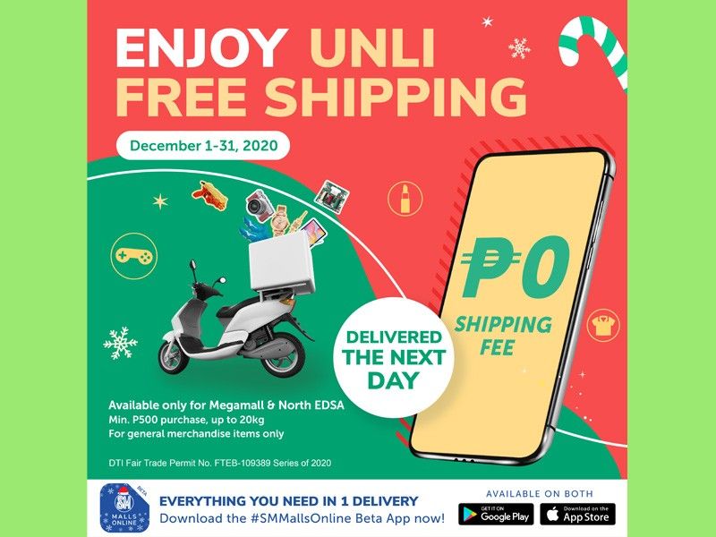 Shop via SM Malls Online mobile app and get free shipping this December!Â 