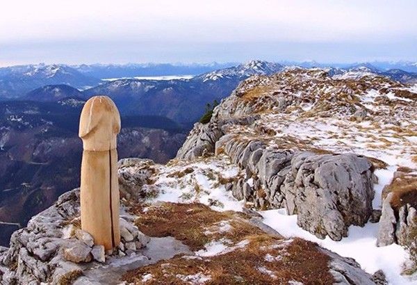 After monoliths, Bavarian Alps male organ sculpture vanishes