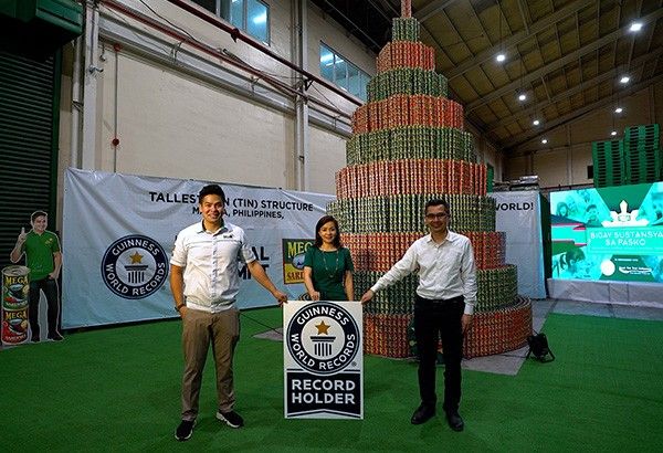 Philippines sets world record for giant Christmas tree made from sardines cans