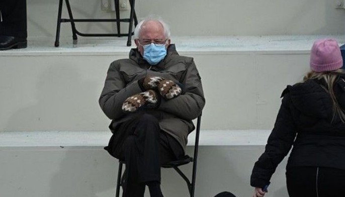 Sanders, with mittens pic, raises $1.8 mn for charity