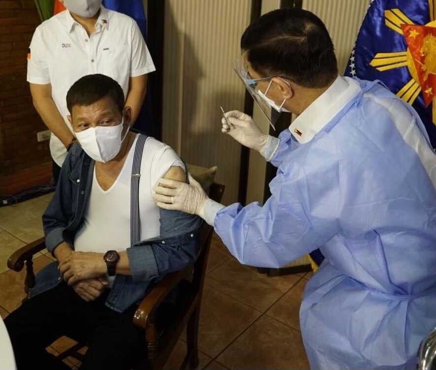 EUA still pending but Duterte receives first dose of Sinopharm jab