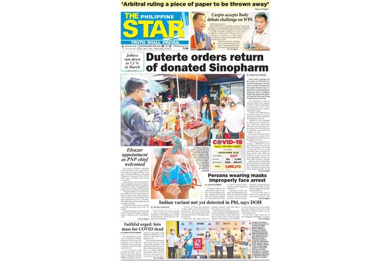 The Star Cover May 7 21 Philstar Com