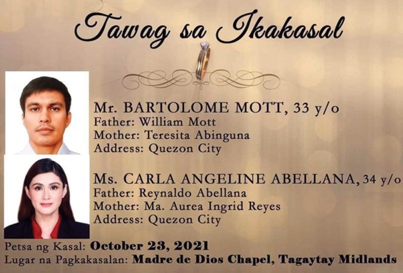 Tom at Carla, pakakasal na sa October