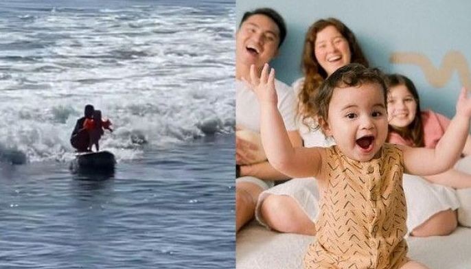 Natural born surfer: Andi Eigenmann's 1-year-old kid wows with water sport skills