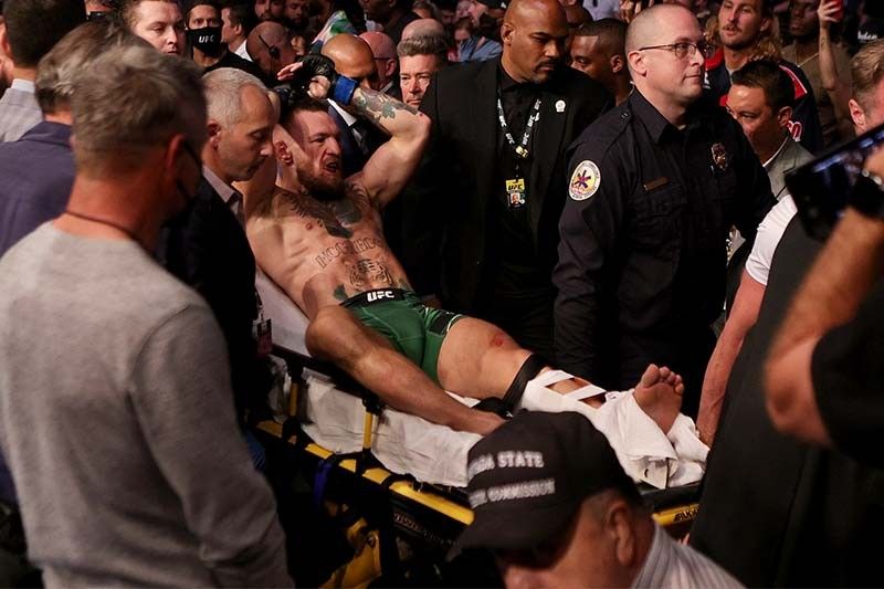 McGregor suffers horrific broken leg in TKO loss to Poirier