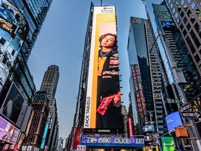 Zack Tabudlo featured on Times Square, New York billboard