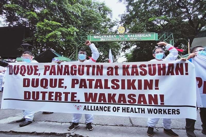 Health workers demand release of benefits, Duque's ouster
