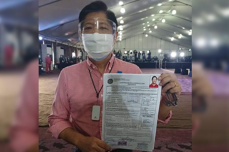 Bongbong Marcos naghain na ng kandidatura sa pagkapangulo sa 2022