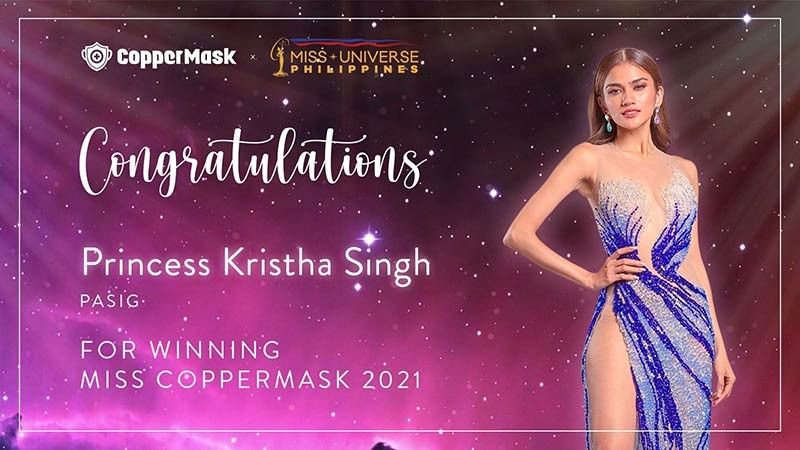 Princess Kristha Singh wins Miss CopperMask special award in Miss Universe Philippines 
