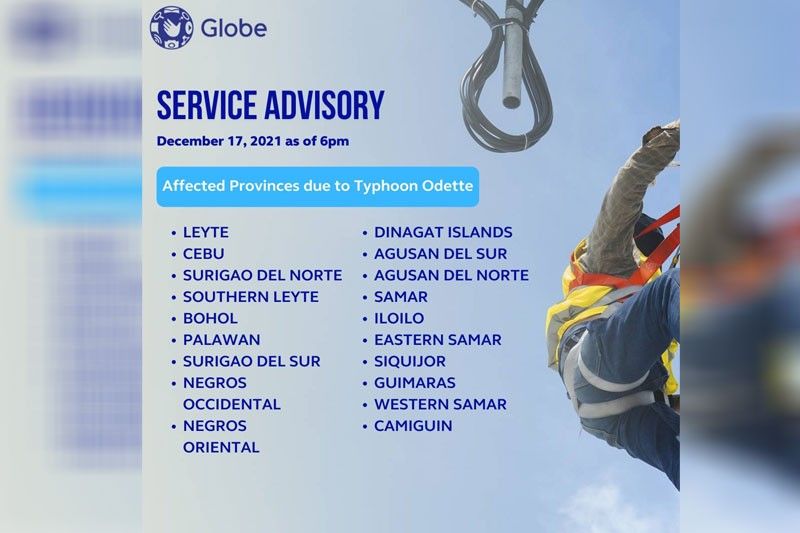 Globe: Typhoon Odette service advisory as of 6 p.m.