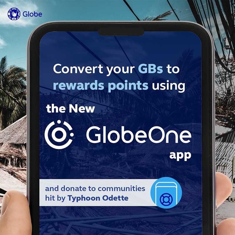 Globe customersâ�� unused data can now be donated to help Typhoon Odette victims