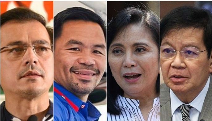 This composite photo shows presidential aspirants Manila Mayor Isko Moreno, Sen. Manny Pacquiao, Vice President Leni Robredo and Sen. Ping Lacson.