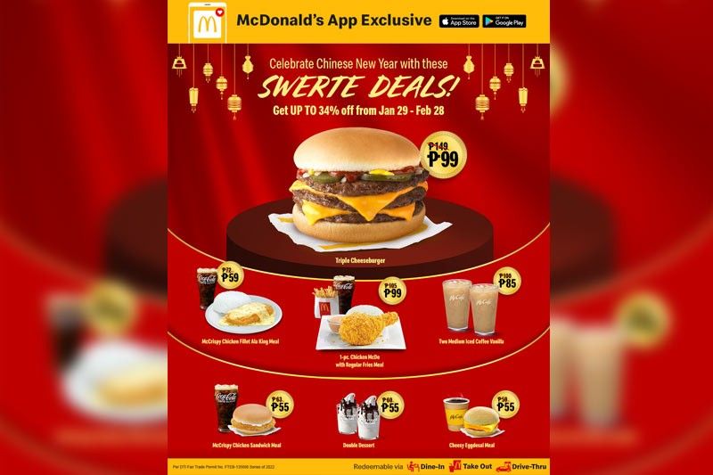 McDonalds's app offers exciting Year of the Tiger 'Swerte Deals'