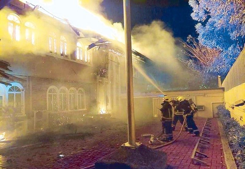 Fire hits Russian embassy