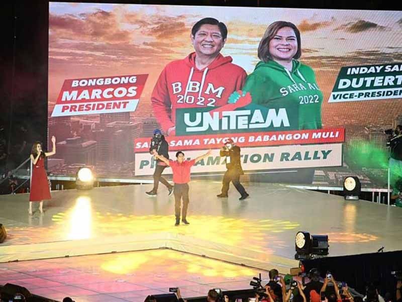 Away from home towns, Marcos-Duterte kicks off grand 'UniTeam' campaign at giant arena