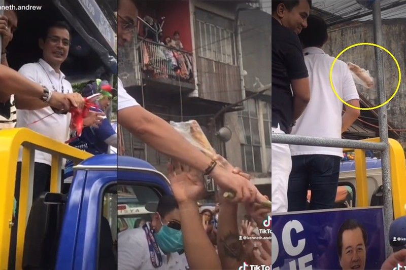 PANOORIN: Isko Moreno sapul ng 'lumilipad' na turon sa Manila caravan