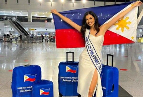 Kathleen Paton shows Philippine flag backwards in departure for Miss Eco International 2022