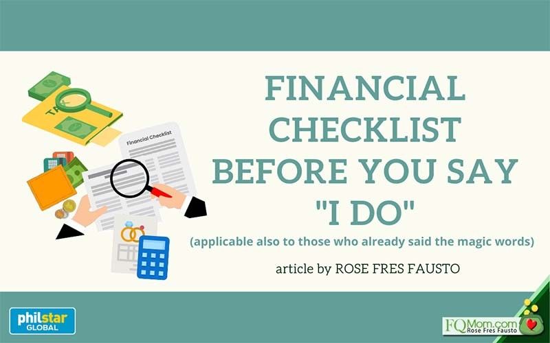 Financial checklist before getting married (applicable also to those already married)