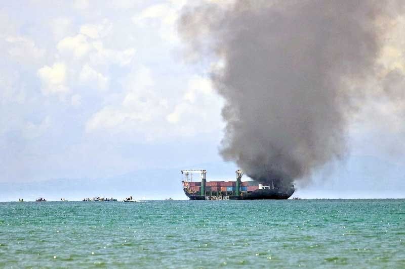 Cargo vessel catches fire: 1 dead, 3 injured