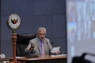 Senate President Vicente Sotto III (right) leads the resumption of session Monday, May 17, 2021, after a Lenten break. 