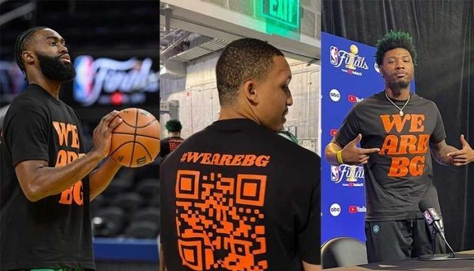 NBA Finals: Boston Celtics players wear 'We Are BG' shirts in support of  WNBA star Brittney Griner 