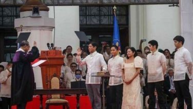 President Ferdinand &quot;Bongbong&quot; Marcos Jr takes his oath as the 17th president of the Philippines at  The National Museum of Fine Arts on June 30, 2022.