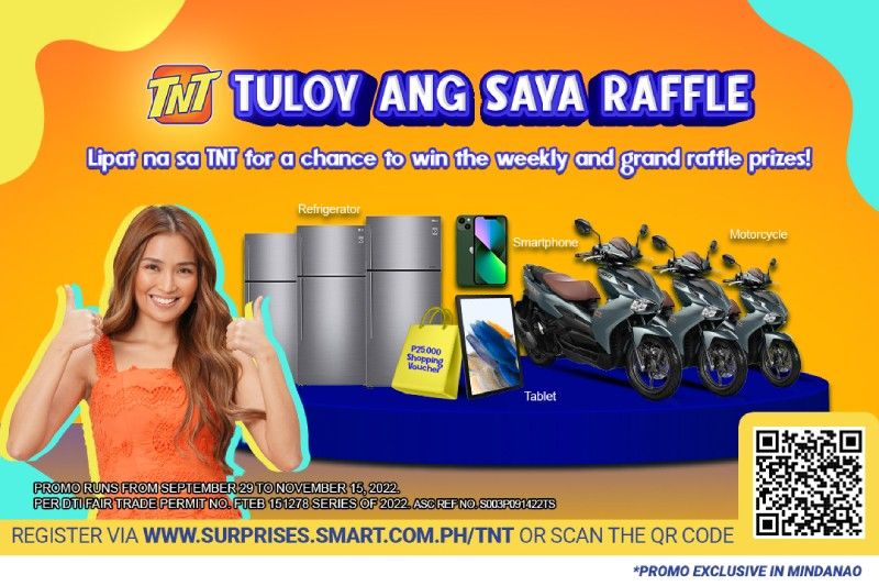 Motorcycles, smartphones and cash prizes up for grabs in TNTâ��s â��Tuloy Ang Sayaâ�� raffle in Mindanao!
