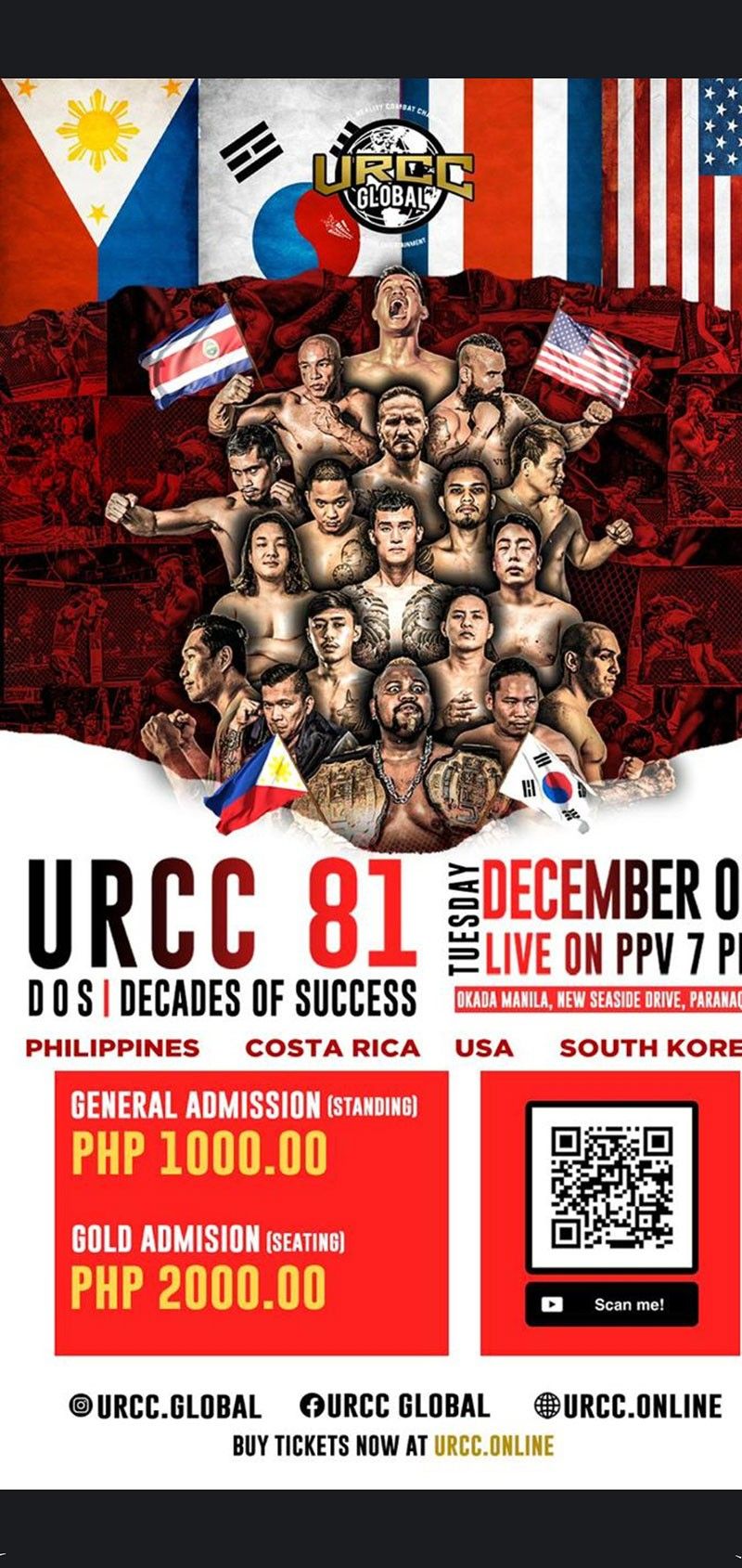 URCC marks 2 decades in industry with Dec. 6 card at Okada