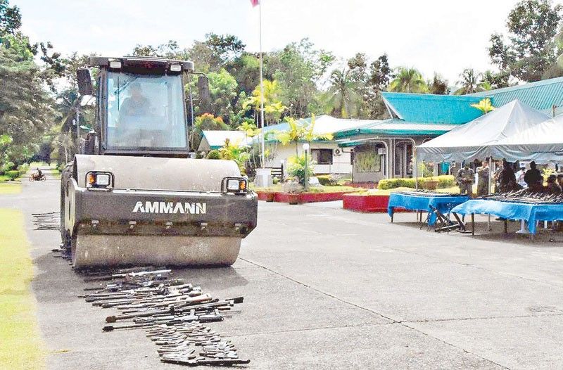 Army destroys firearms from rebels, terrorists