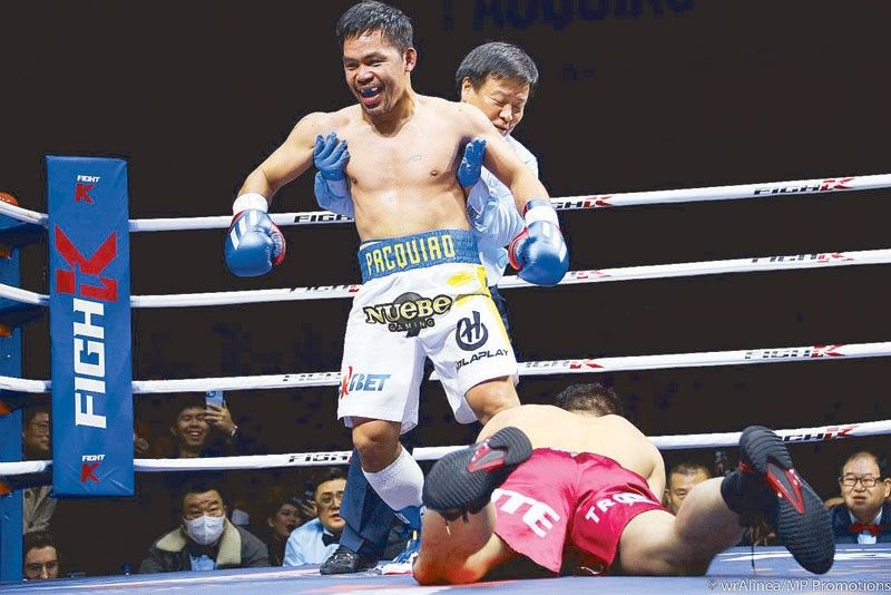Pacquiao floors, dominates Yoo in exhibition