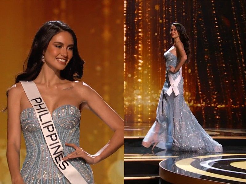 Celeste Cortesi looks ethereal in her blue sparkling gown during Miss