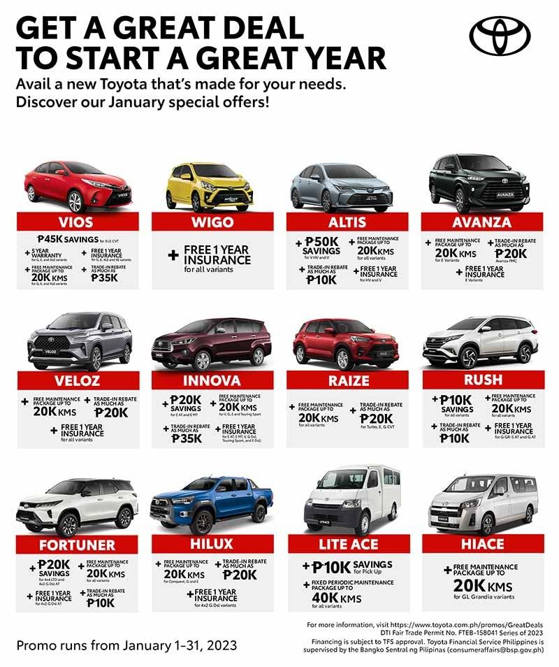 Have a great start this 2023 with great deals from Toyota